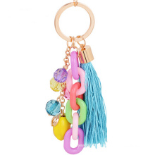 Porte-clés en acrylique multicolore personnalisé avec tassel / porte-clés promotionnel